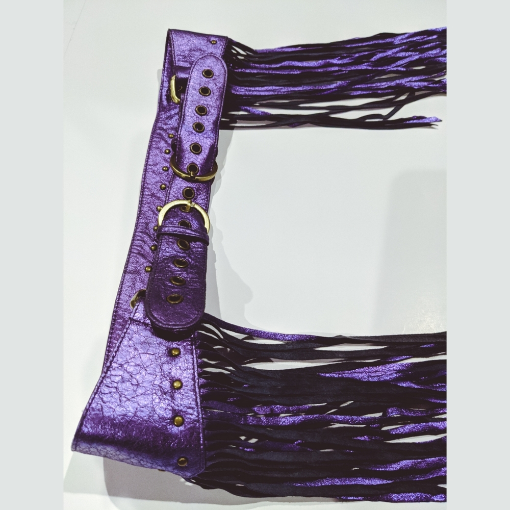 Laurel Double Buckle Fringe Belt w/Tiny Pockets